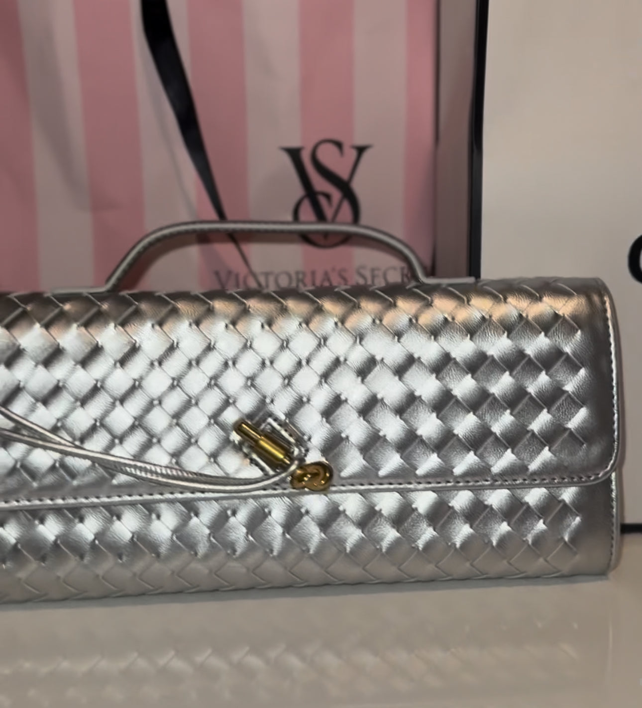 Silver B@lenci@g@ Clutch