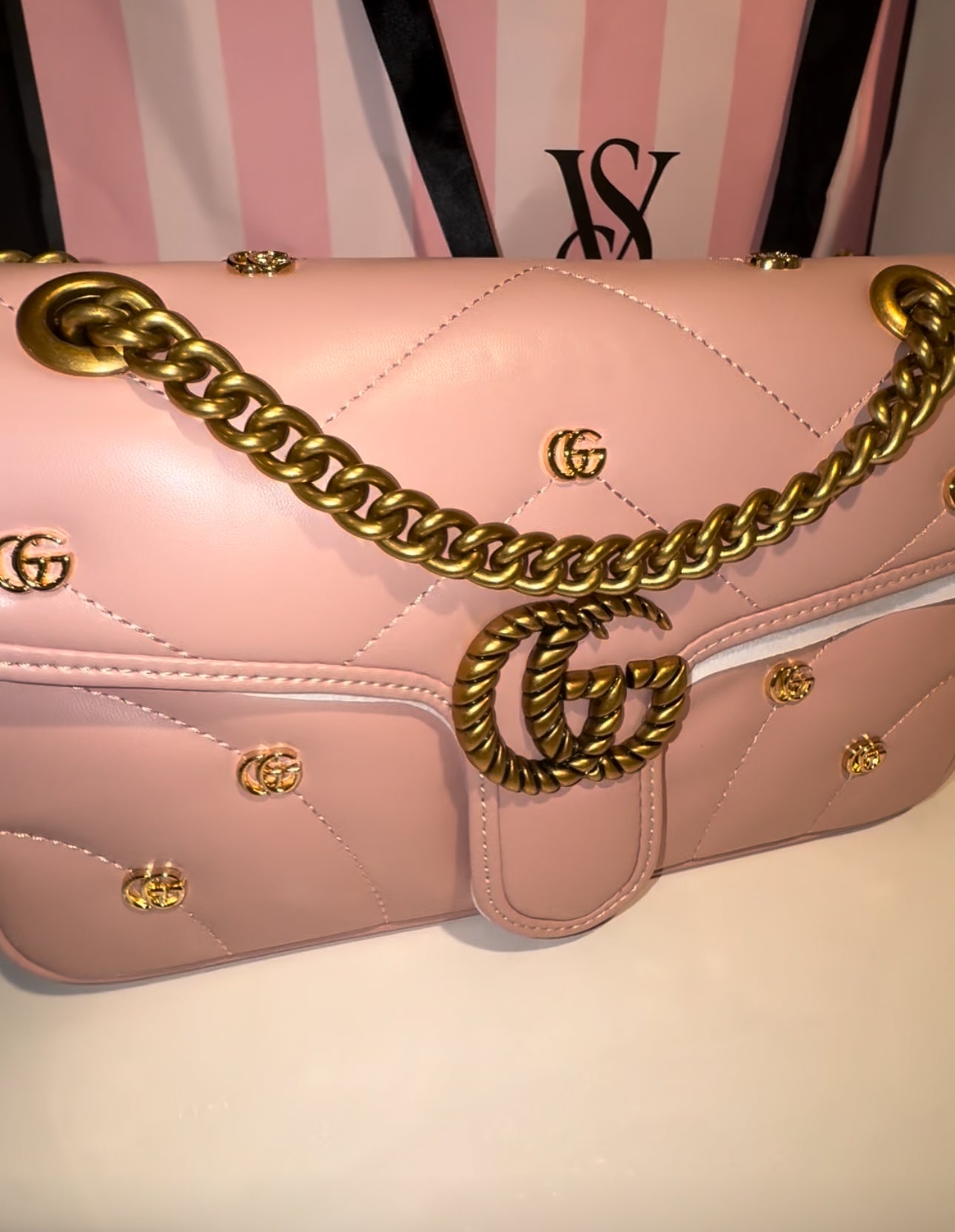 Pink Gucc! Gold Purse