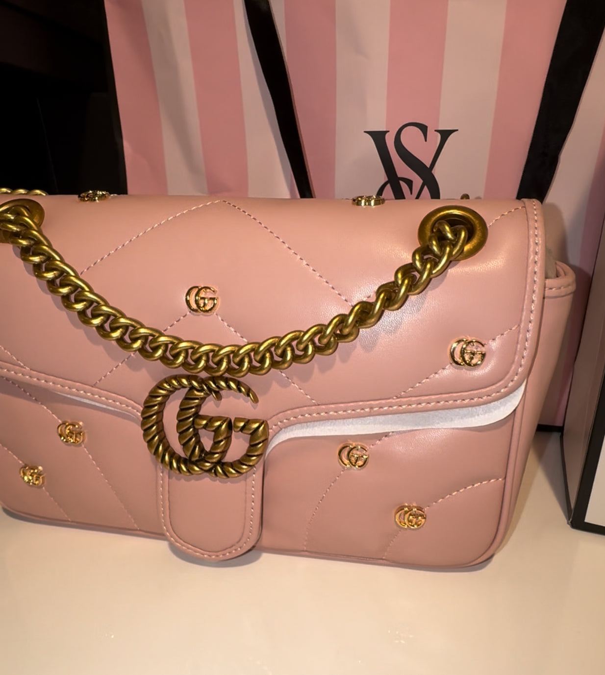 Pink Gucc! Gold Purse