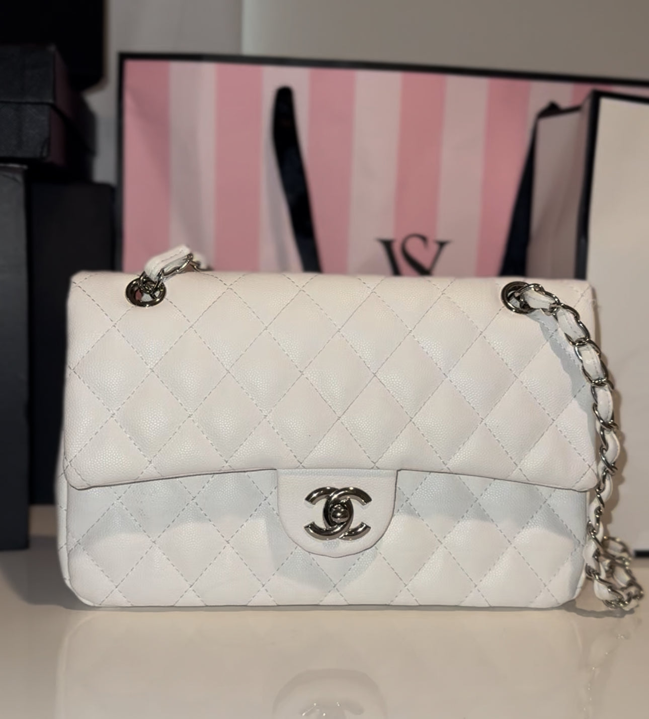 White Ch@ne1 Classic Flap