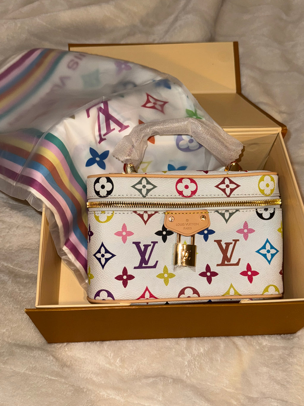 LV Rainbow Purse and Scarf