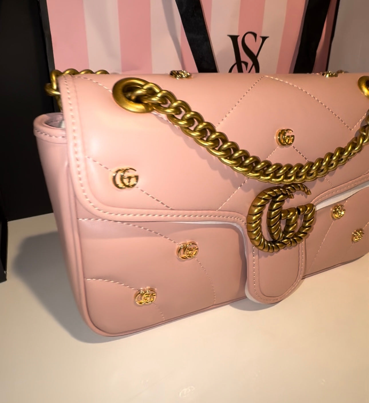 Pink Gucc! Gold Purse