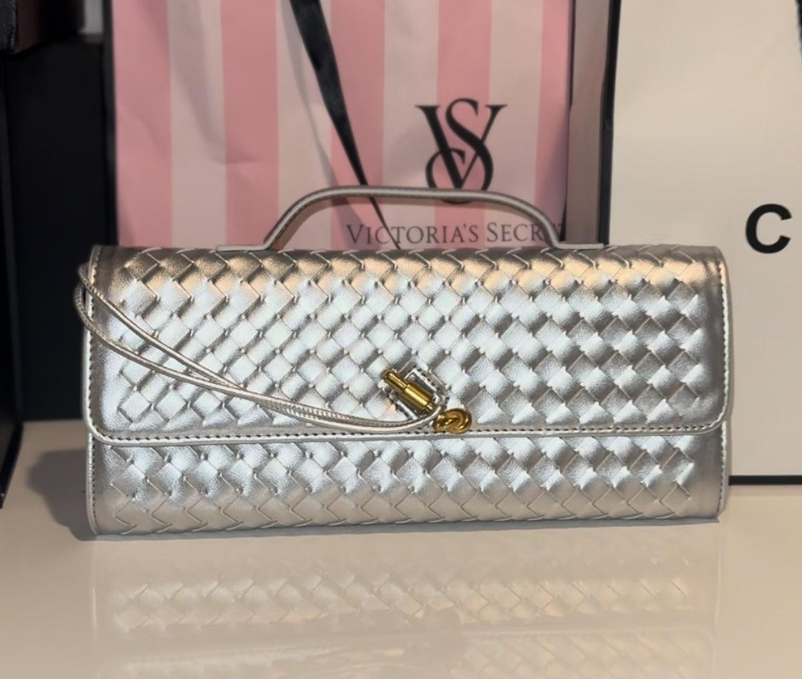 Silver B@lenci@g@ Clutch