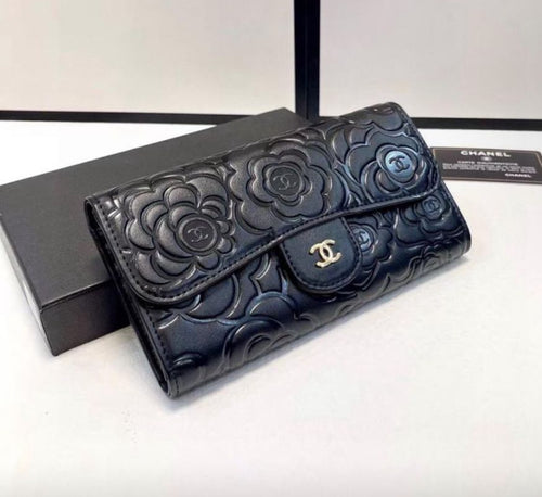 Ch@ne1 Floral Wallet - Black